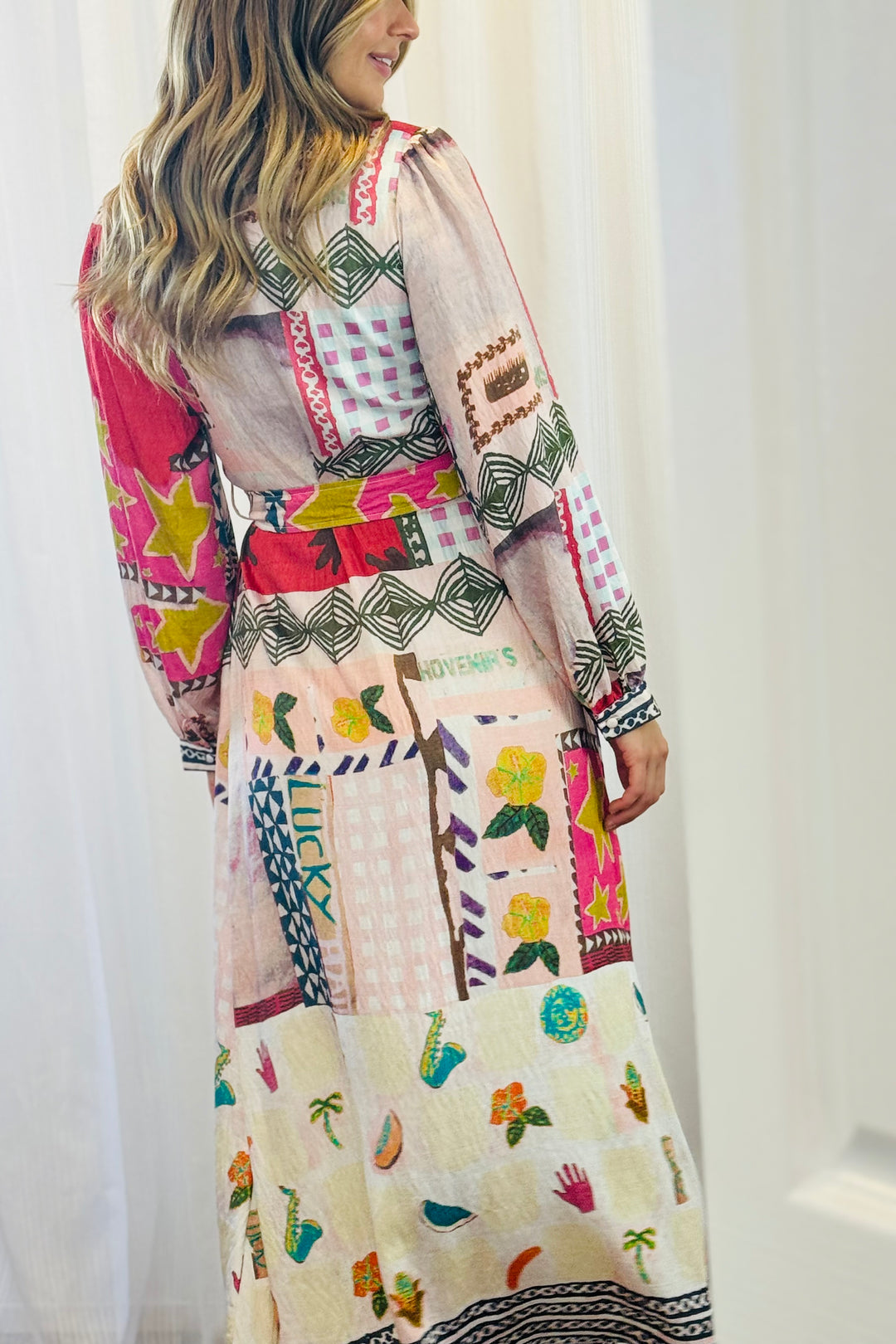 Penelope Multi Print Midi Shirt Dress