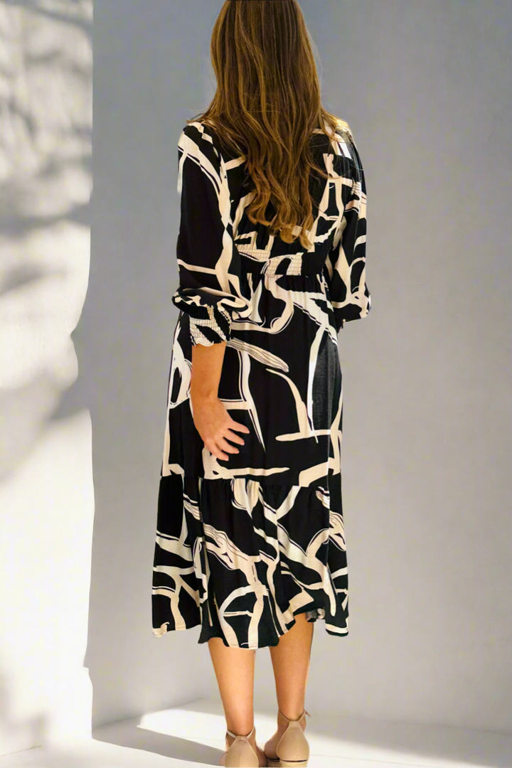 Ivy Shirt Dress in Black Print