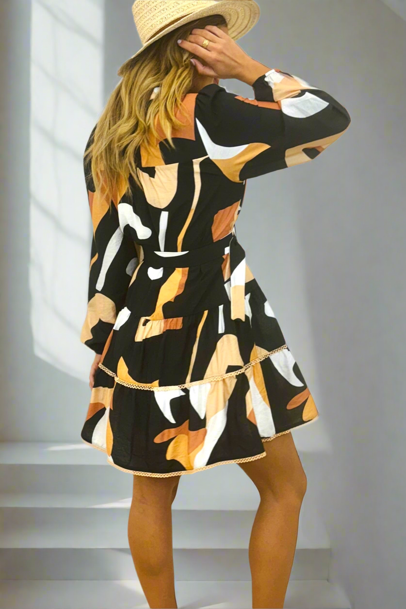 Hurley Shirt Multi Print Dress with Belt