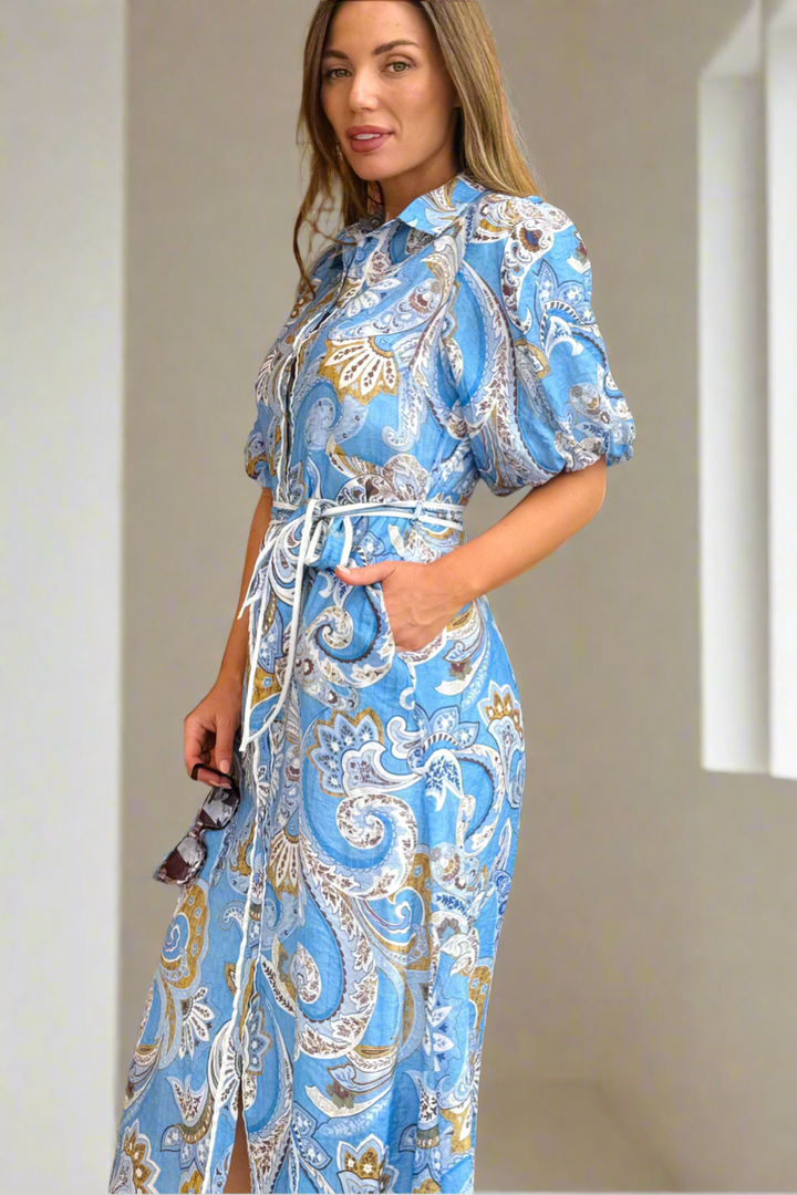 Leah Dress in Paisley Blue