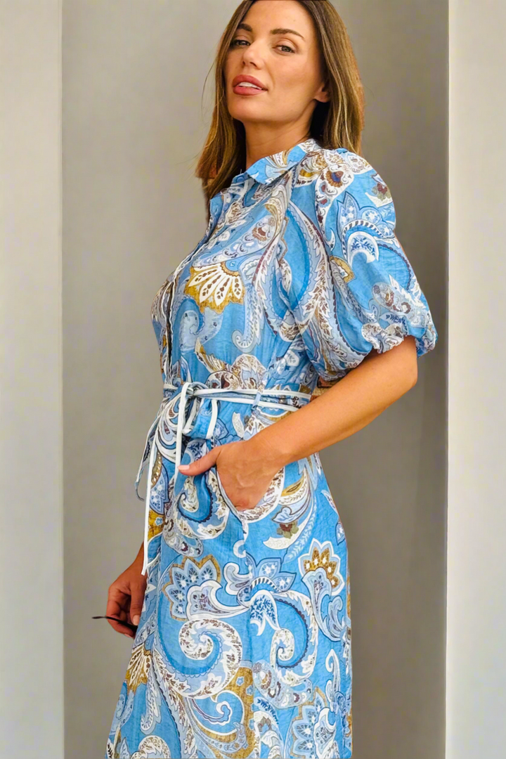 Leah Dress in Paisley Blue