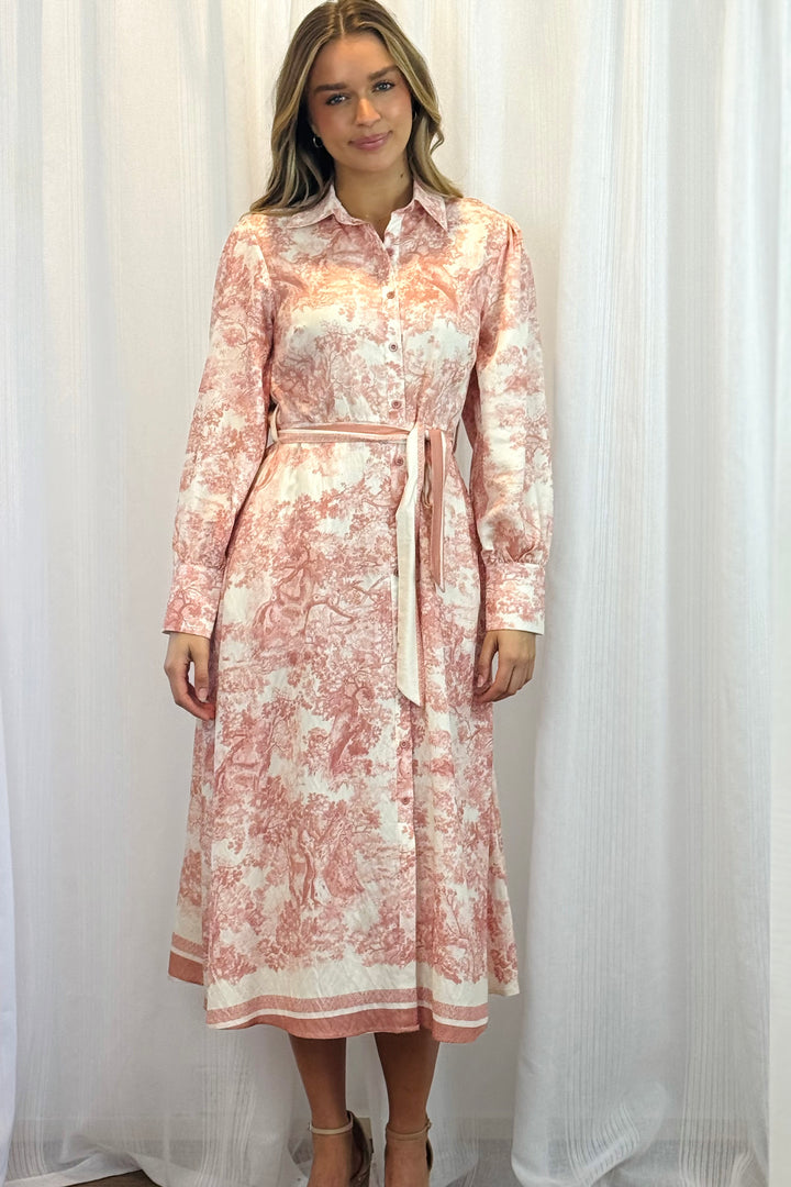 April Shirt Midi Dress In Blush