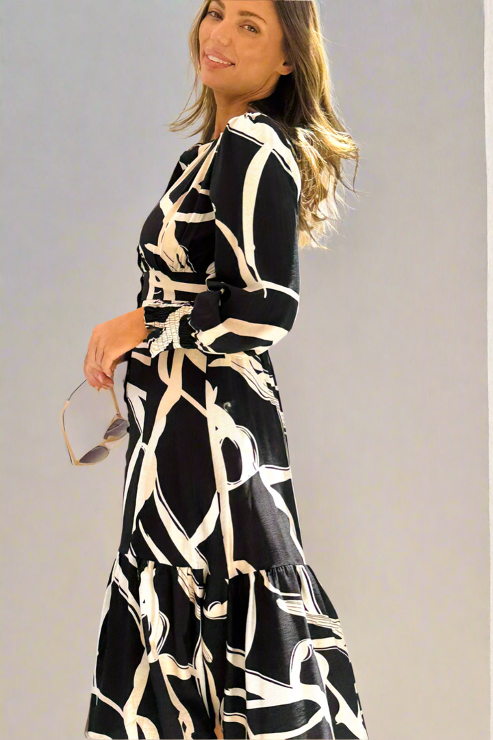 Ivy Shirt Dress in Black Print