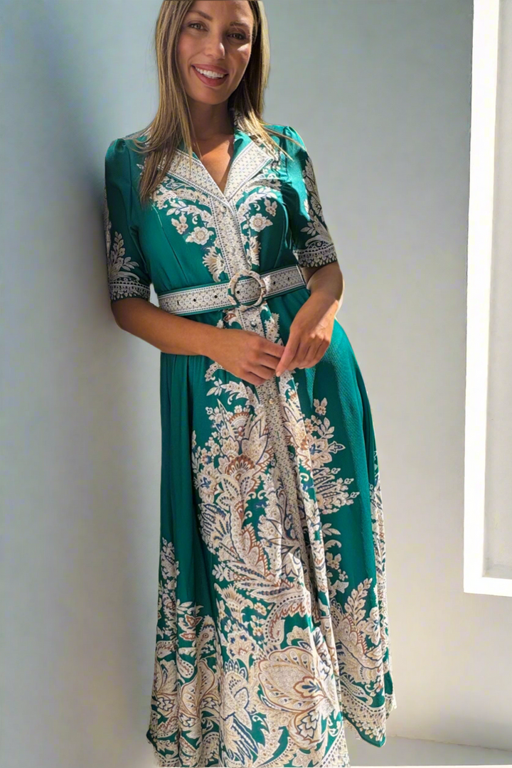 Layla Embroidered Print Maxi in Green