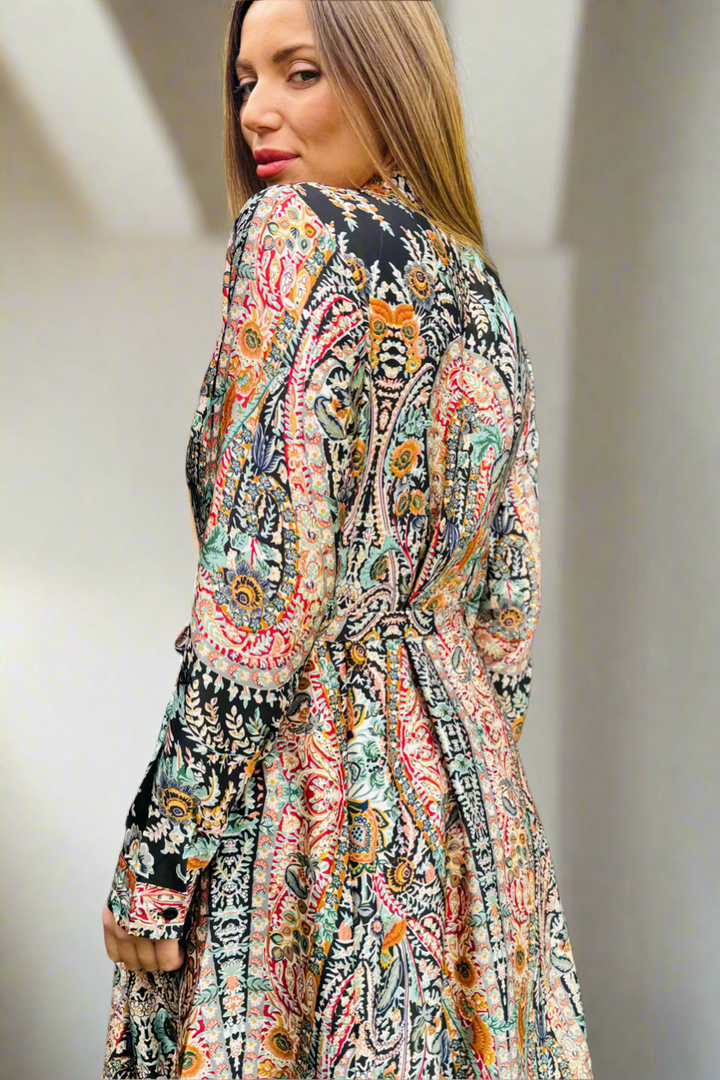 Mileaka Black Multi Print Shirt Dress