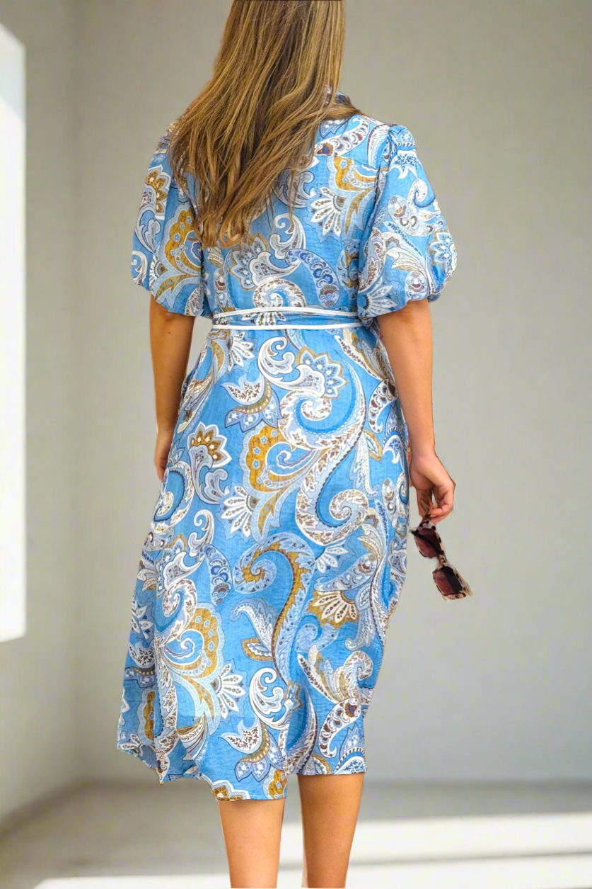 Leah Dress in Paisley Blue