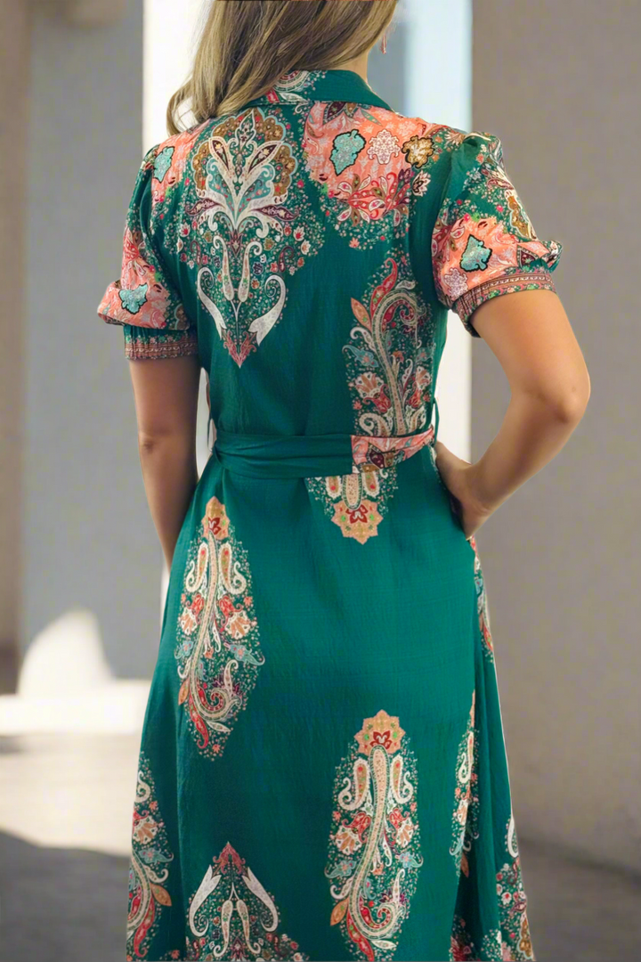 Gidget Short Sleeve Dress With Embroidered Print