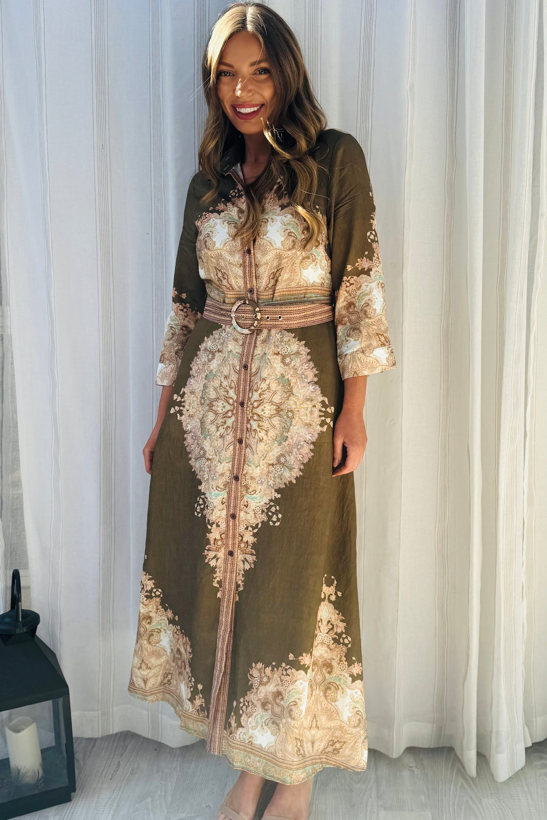 Marni Dress in Khaki Brown