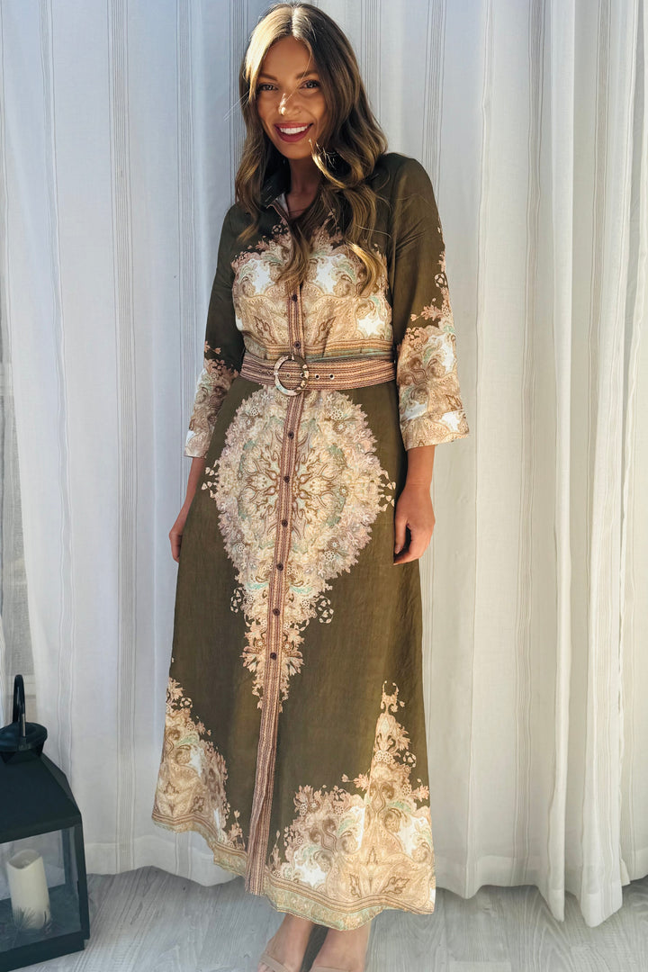 Marni Dress in Khaki Brown