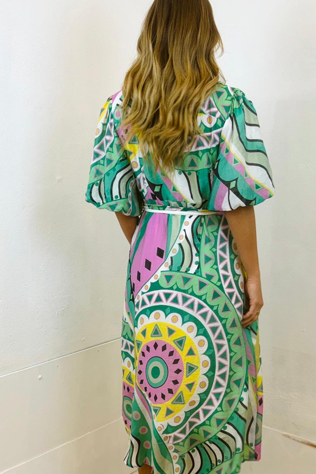 Leah Dress in Mint Colour Print