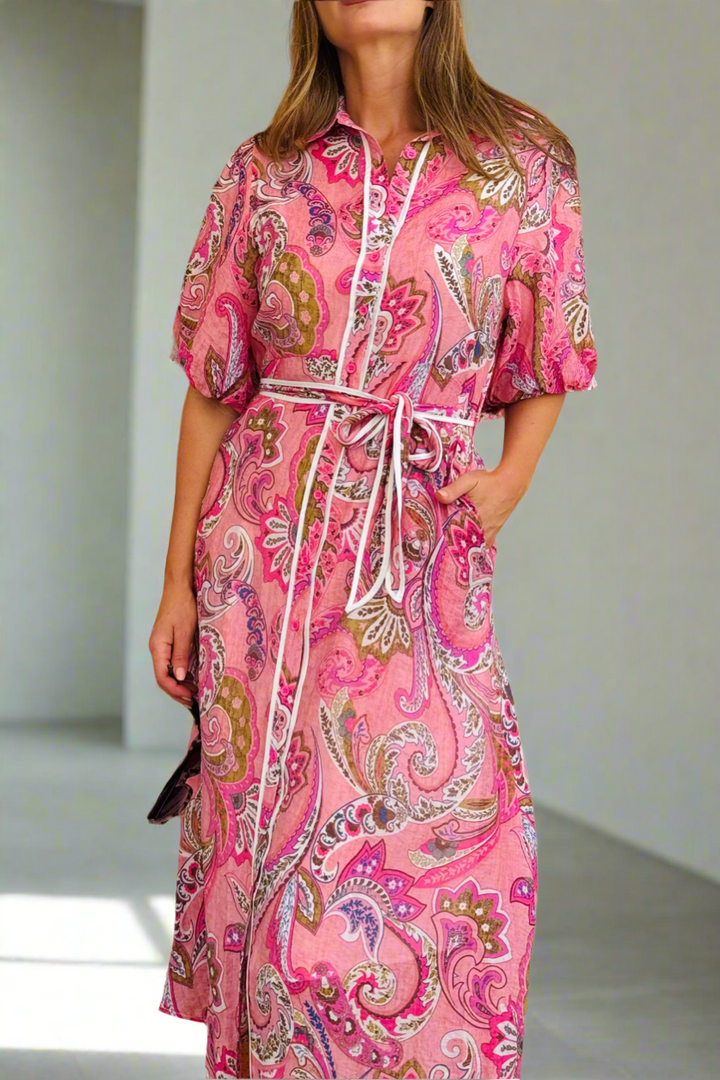 Leah Paisley Dress in Pink