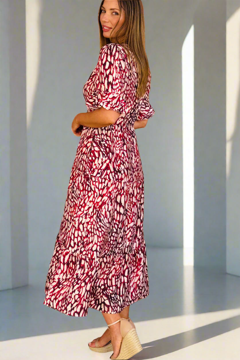 Talitha Drawstring Tiger Print Midi Dress