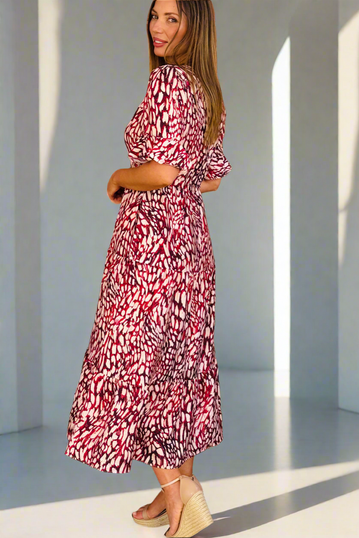 Talitha Drawstring Tiger Print Midi Dress