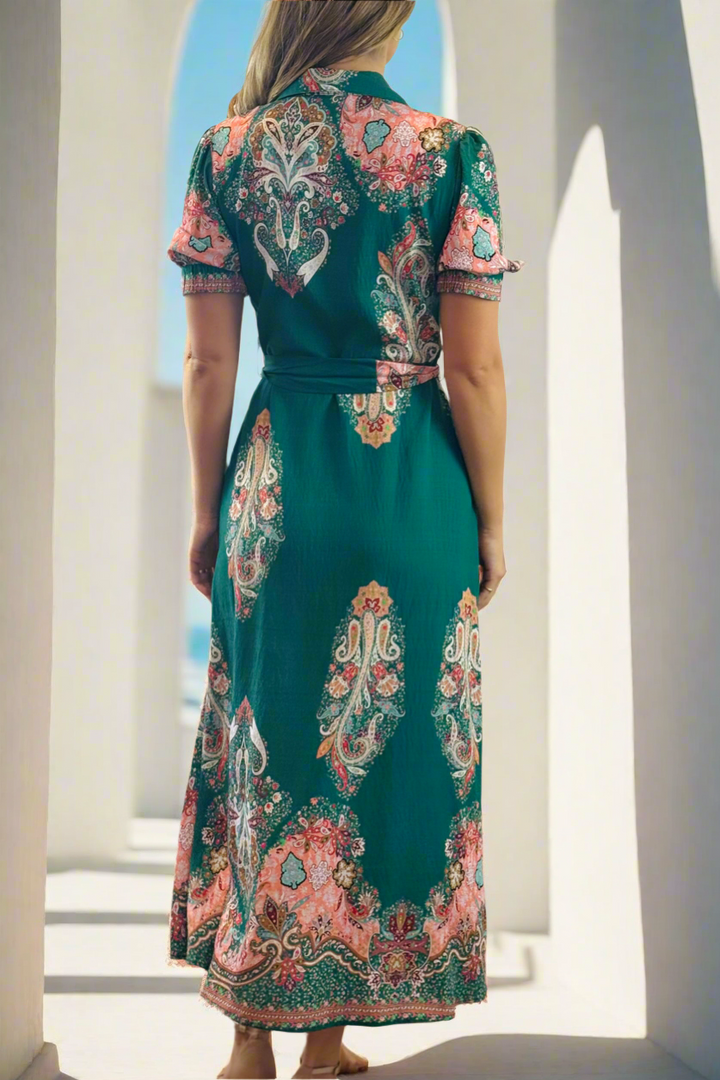 Gidget Short Sleeve Dress With Embroidered Print