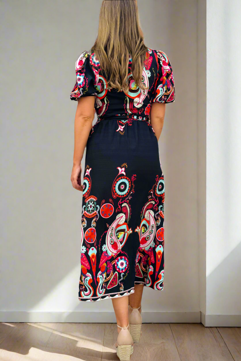 Ebony Printed Shirt Dress in Black Print