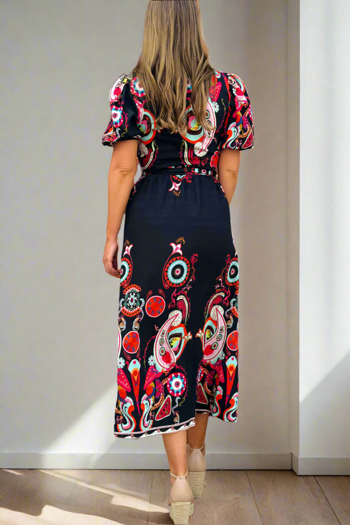 Ebony Printed Shirt Dress in Black Print