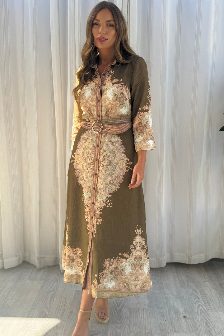 Marni Dress in Khaki Brown