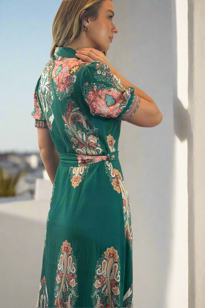 Gidget Short Sleeve Dress With Embroidered Print