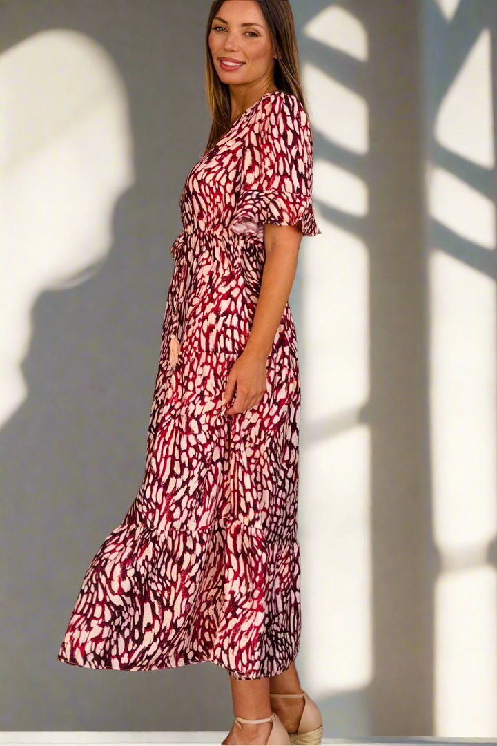 Talitha Drawstring Tiger Print Midi Dress