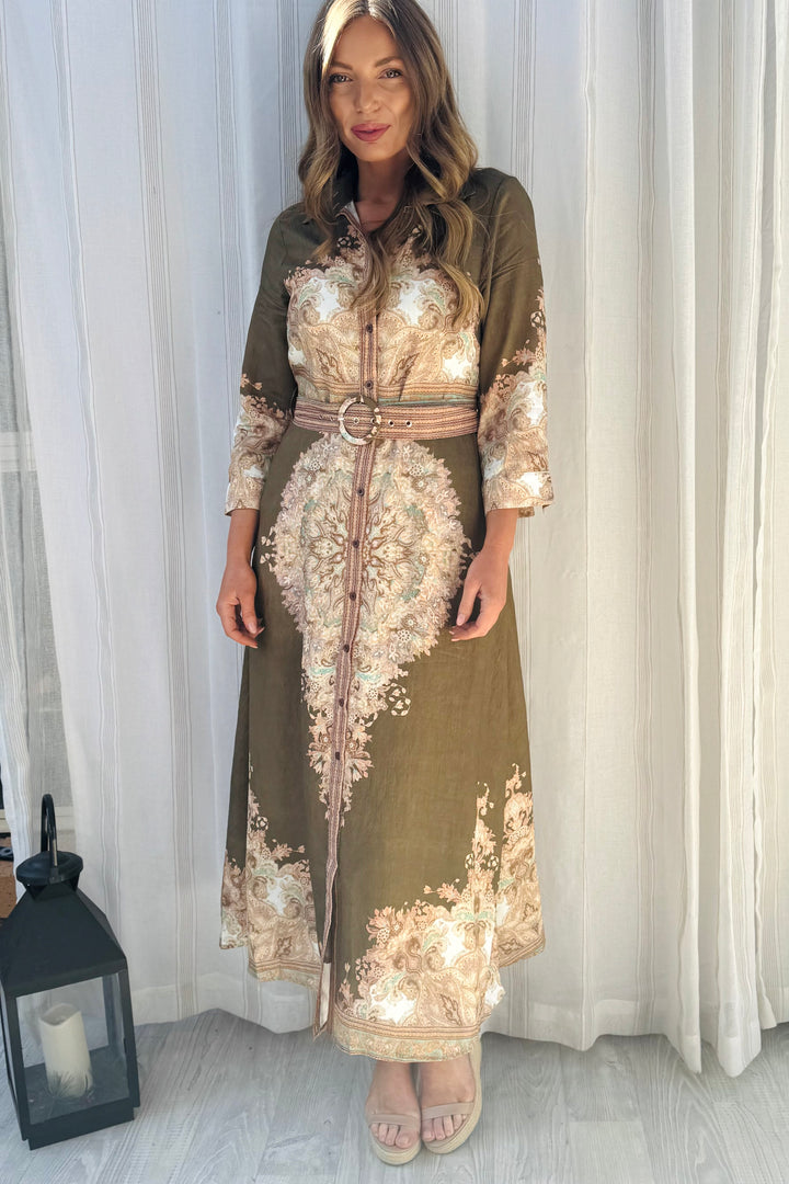 Marni Dress in Khaki Brown