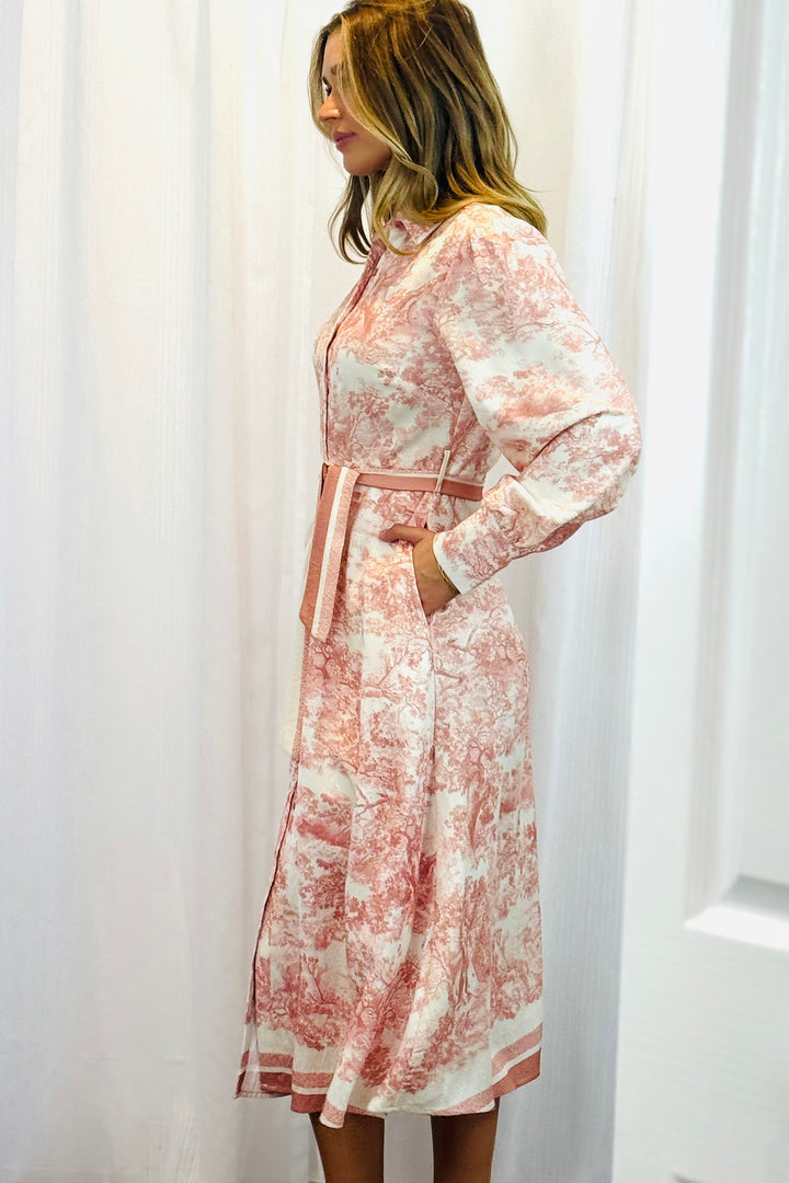 April Shirt Midi Dress In Blush