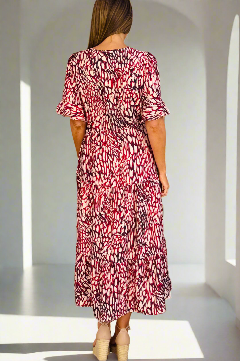 Talitha Drawstring Tiger Print Midi Dress