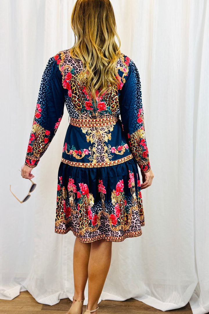 Catalina Dress in Navy Multi Print