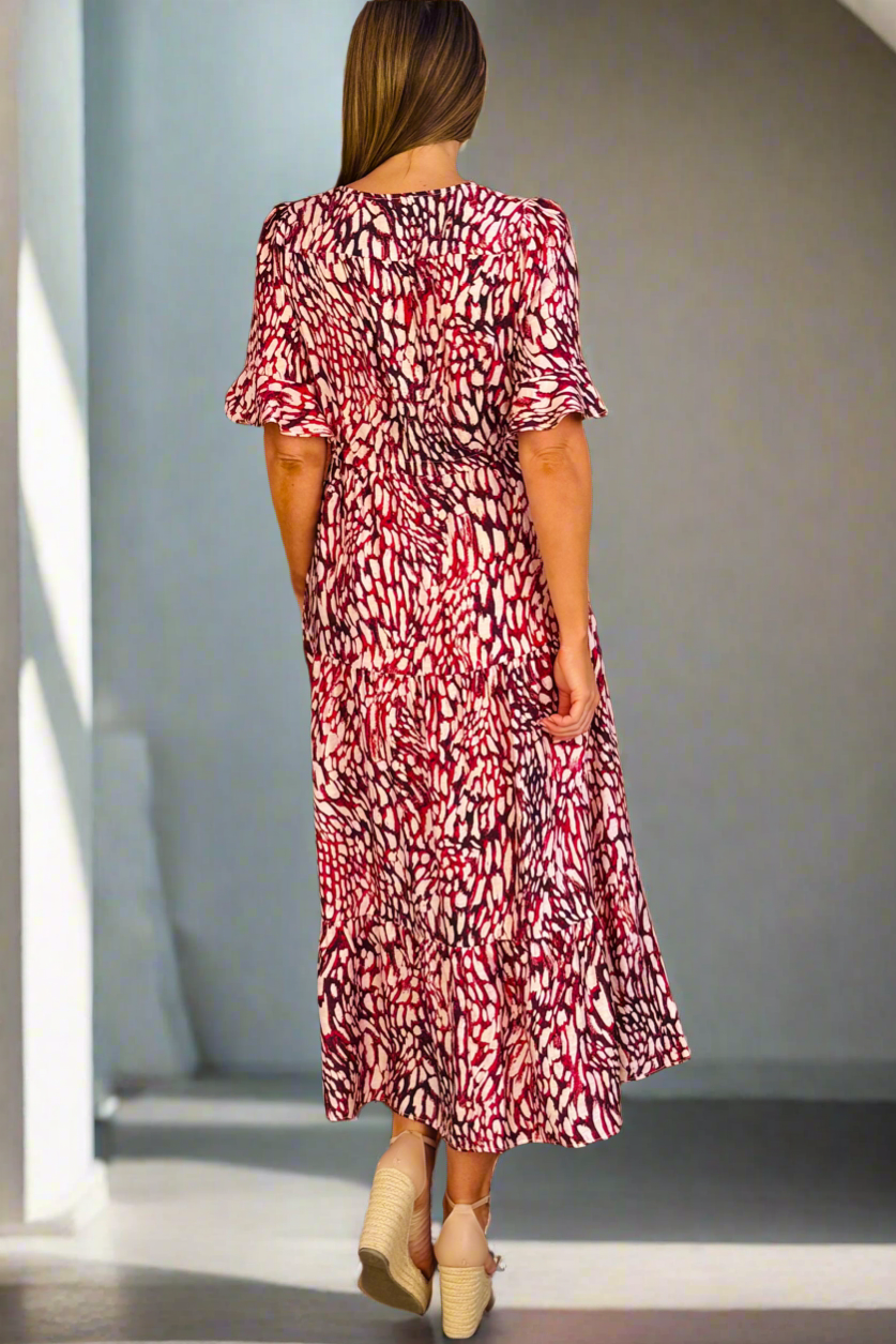 Talitha Drawstring Tiger Print Midi Dress