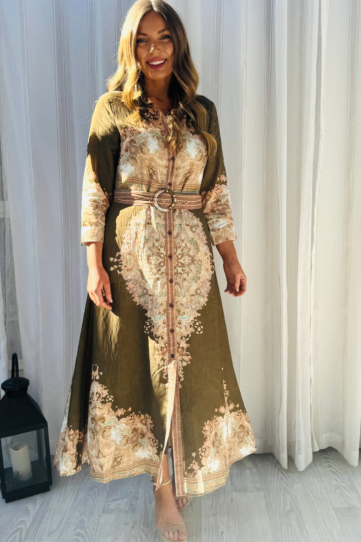 Marni Dress in Khaki Brown