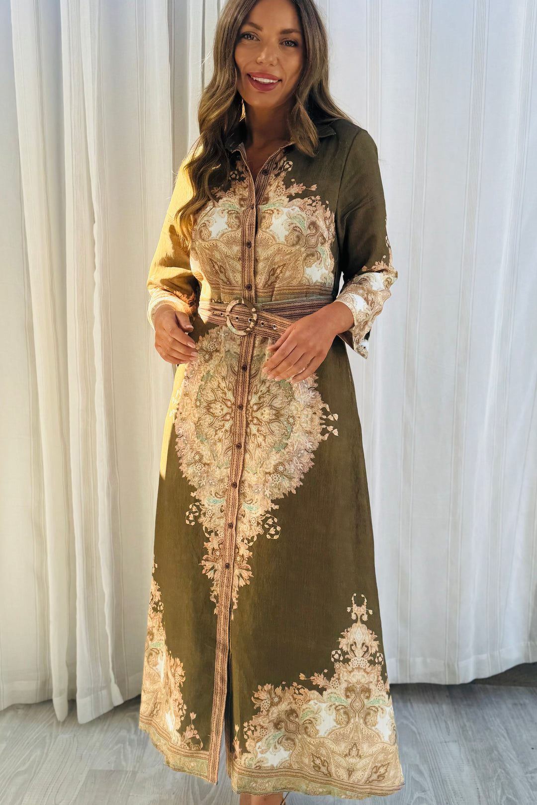 Marni Dress in Khaki Brown