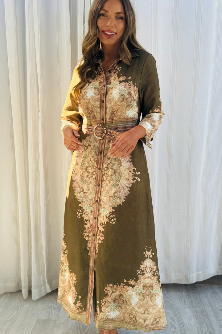 Marni Dress in Khaki Brown