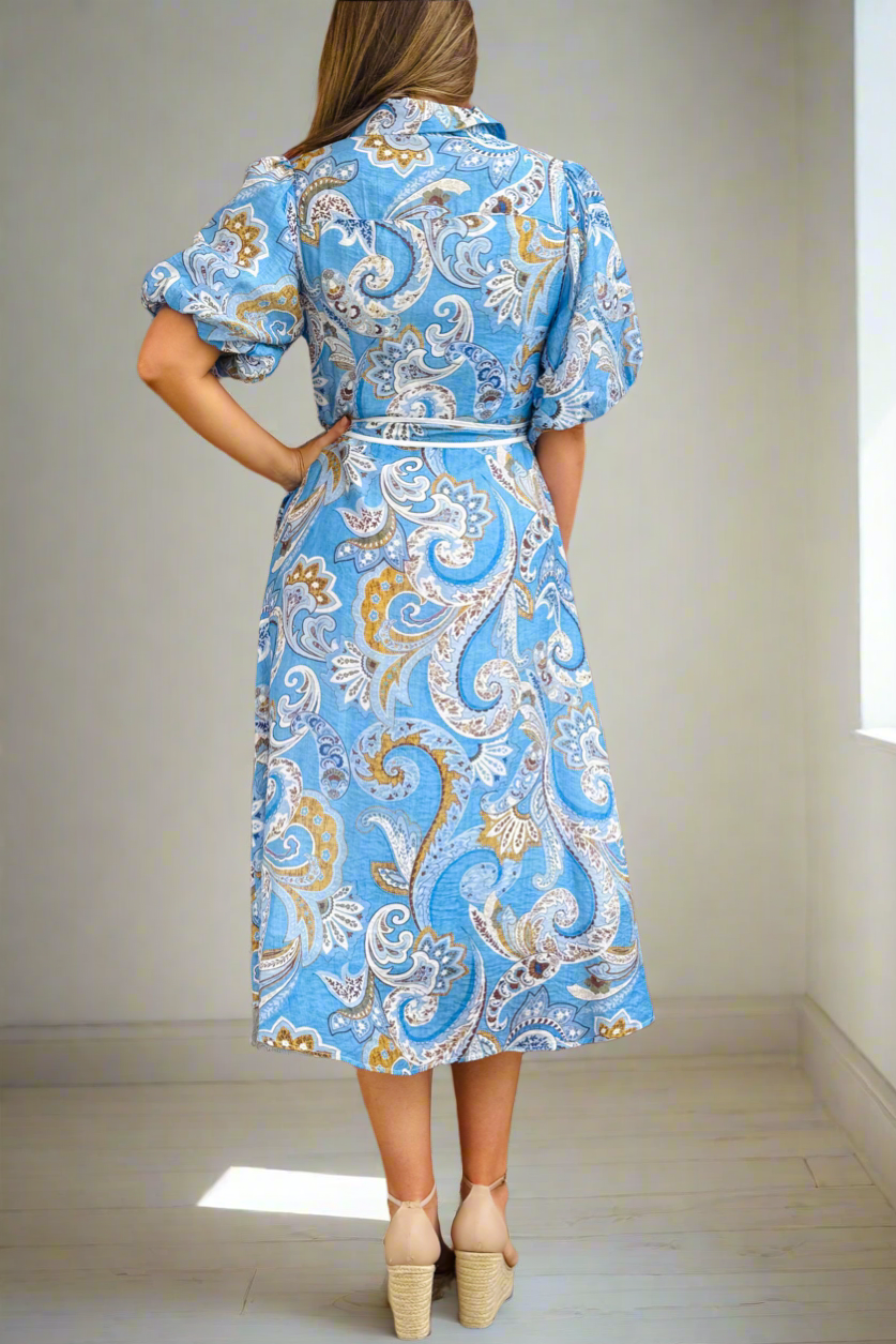 Leah Dress in Paisley Blue