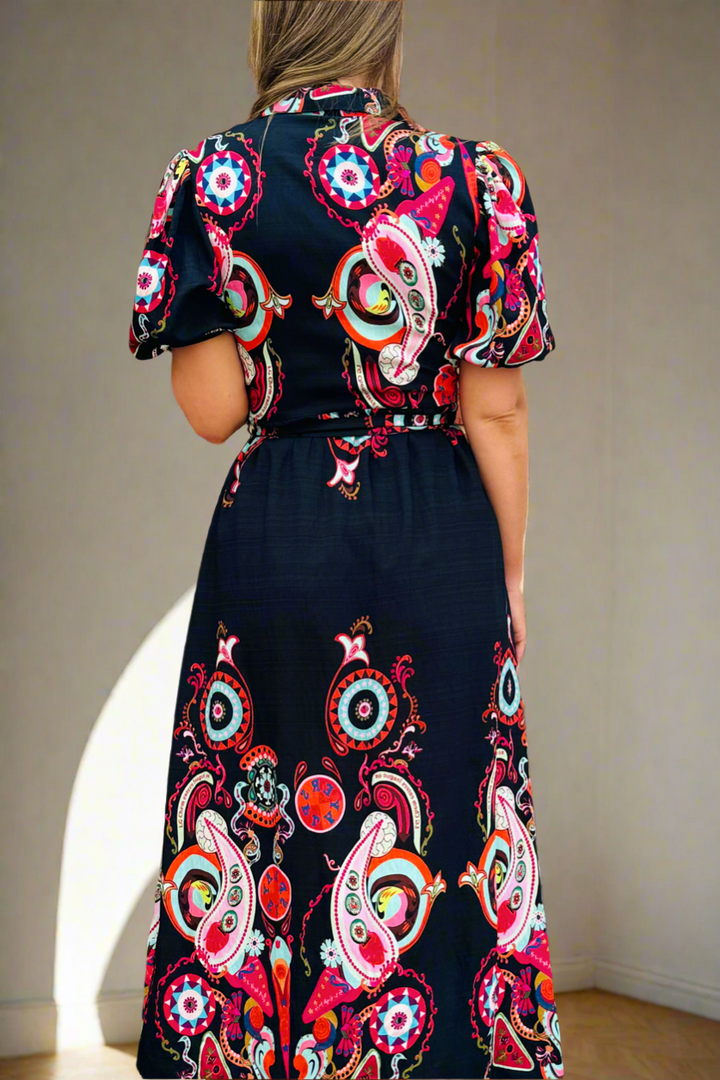 Ebony Printed Shirt Dress in Black Print