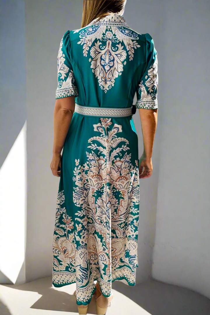 Layla Embroidered Print Maxi in Green