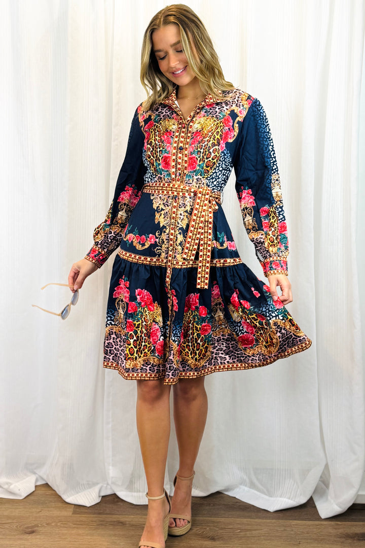 Catalina Dress in Navy Multi Print