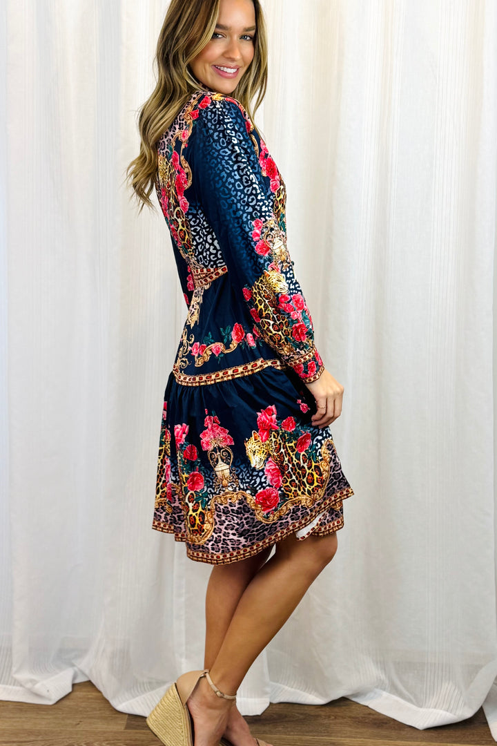 Catalina Dress in Navy Multi Print