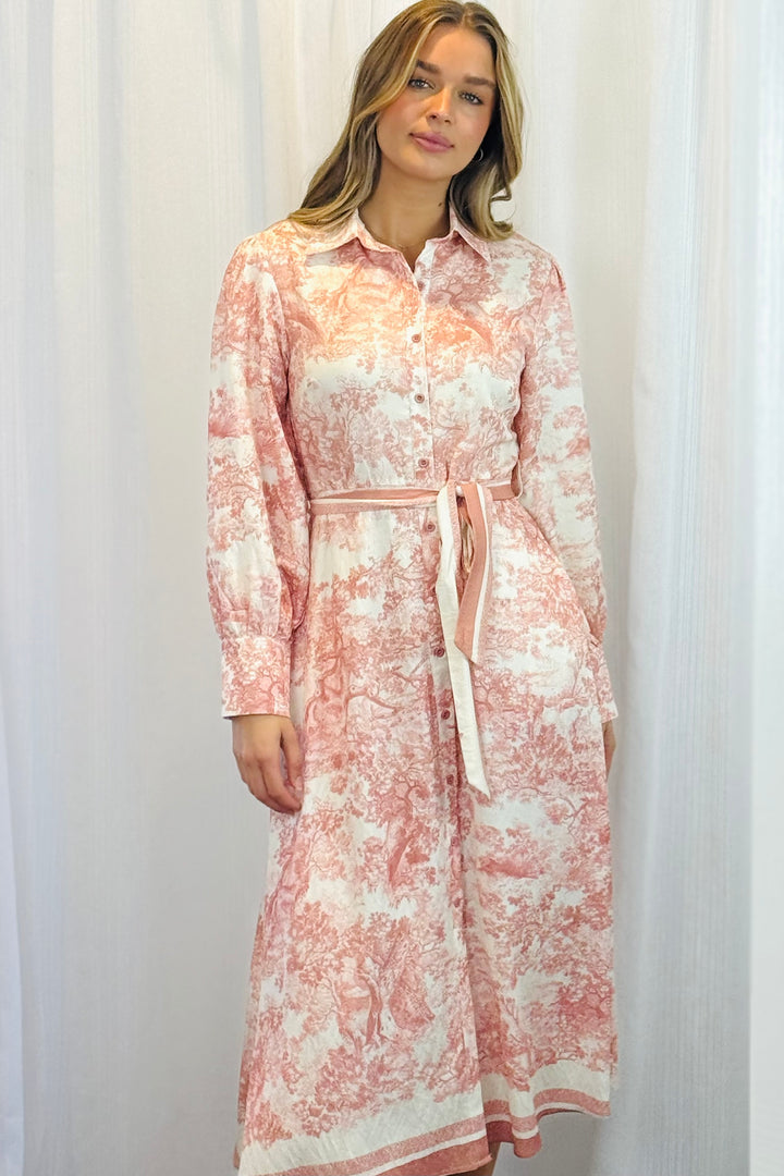 April Shirt Midi Dress In Blush