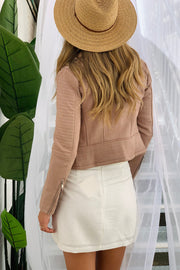 Maxim Faux Suede Jacket in Taupe
