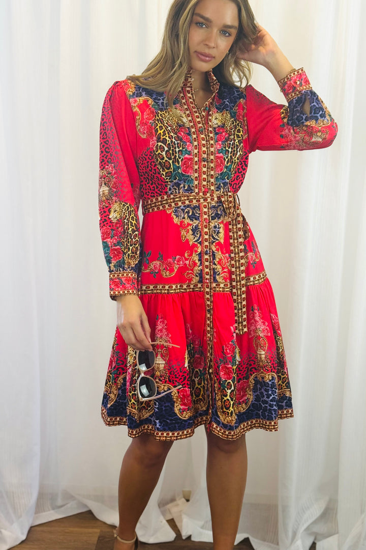 Catalina Red Multi Print Dress