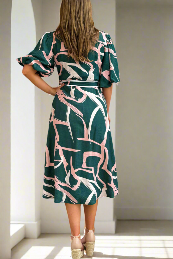 Leah Dress in Green Print