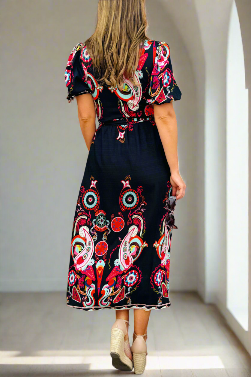 Ebony Printed Shirt Dress in Black Print