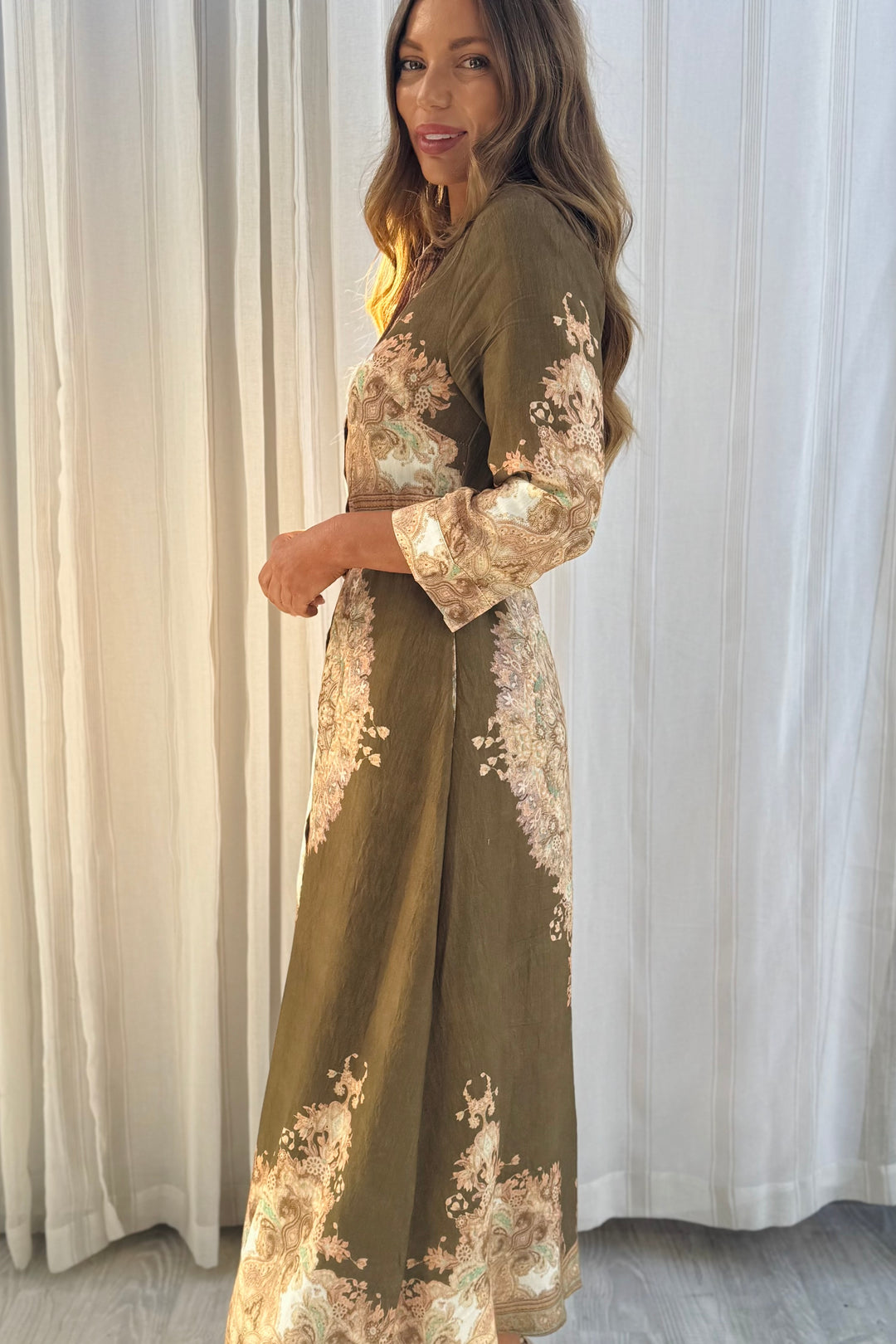 Marni Dress in Khaki Brown