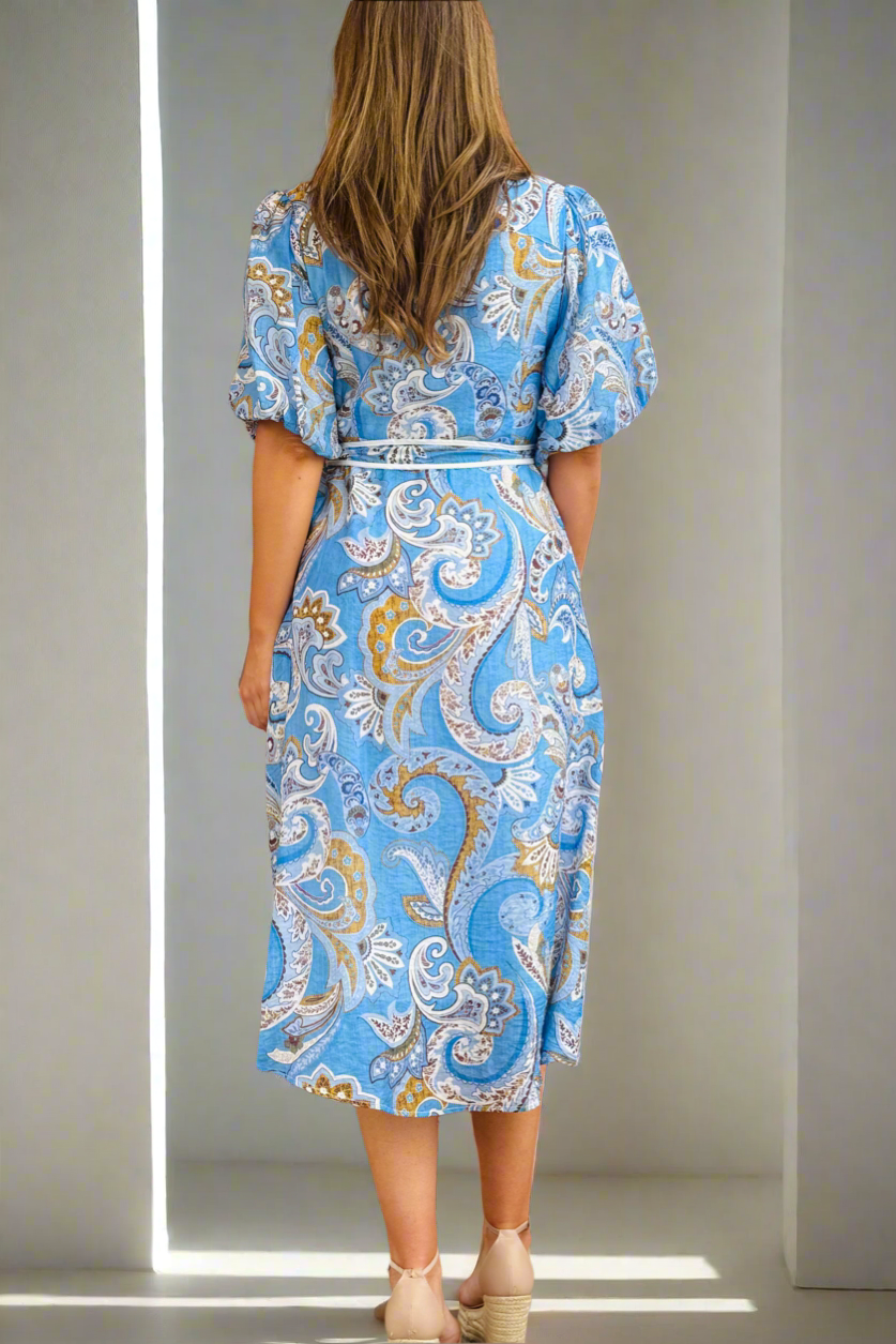 Leah Dress in Paisley Blue