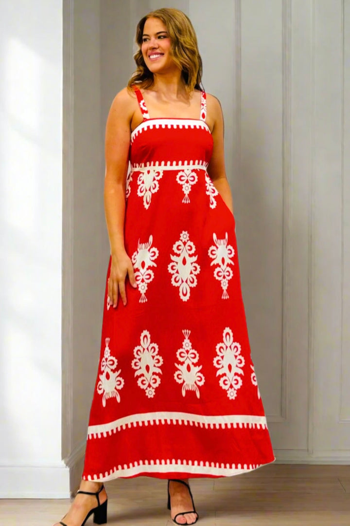 Positano Maxi dress in Red