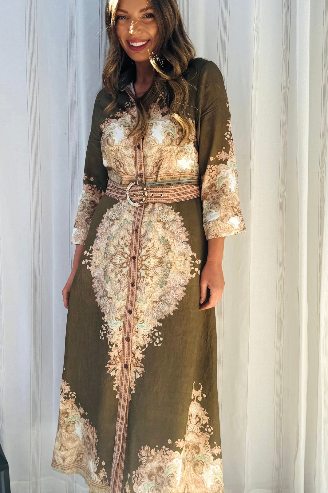 sachin and babi light blue dress Khaki Embroidered Smock Mini Dress | Women