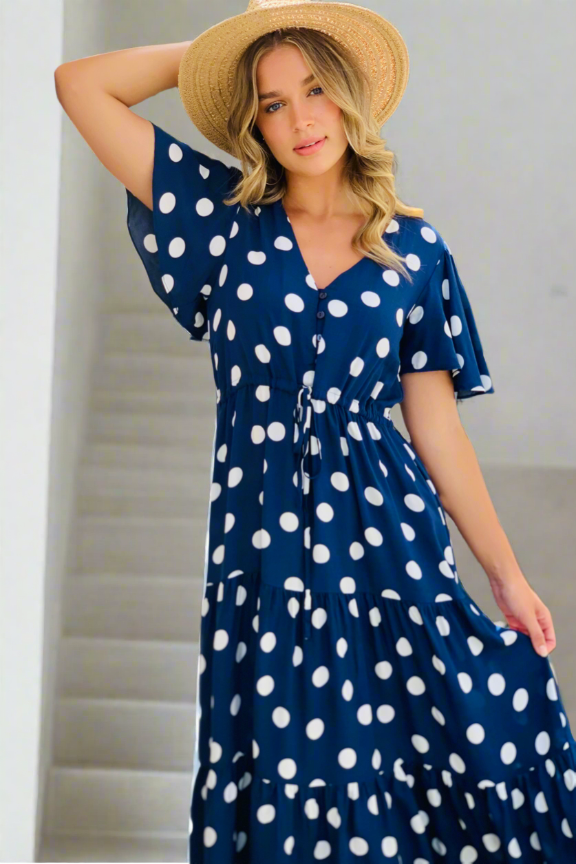 Molli | Polka Dot Dress in Navy and White