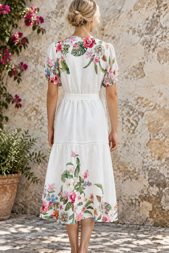 Zenia Floral Dress in White
