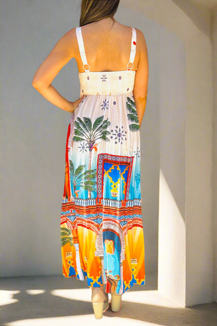 Positano Maxi In Orange Multi Print