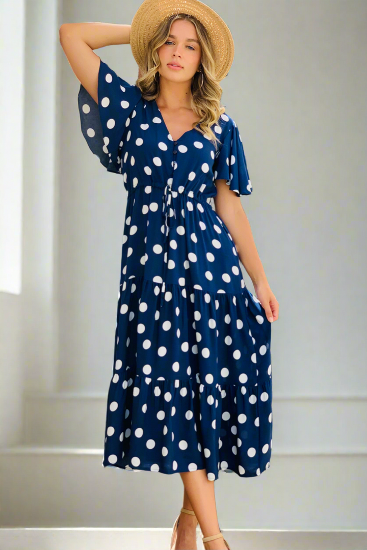 Molli | Polka Dot Dress in Navy and White