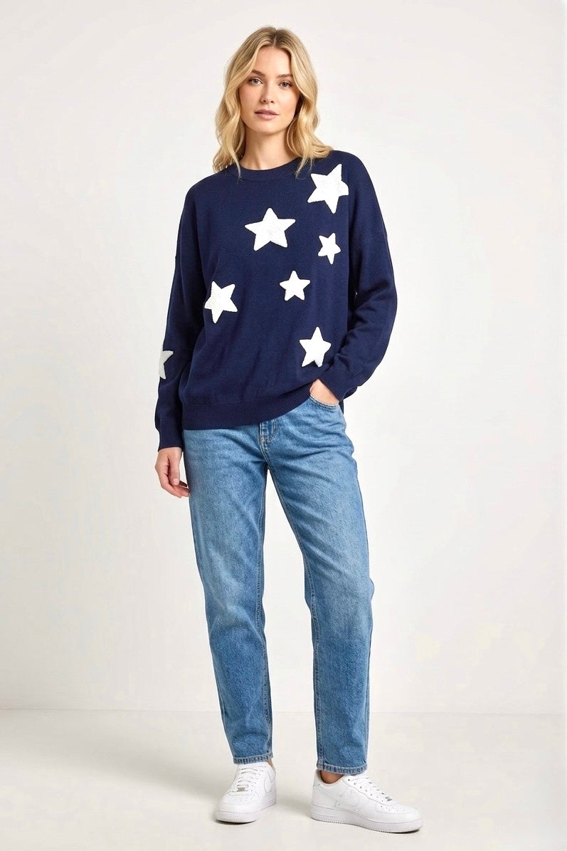 Pia Star Top in Dark Navy